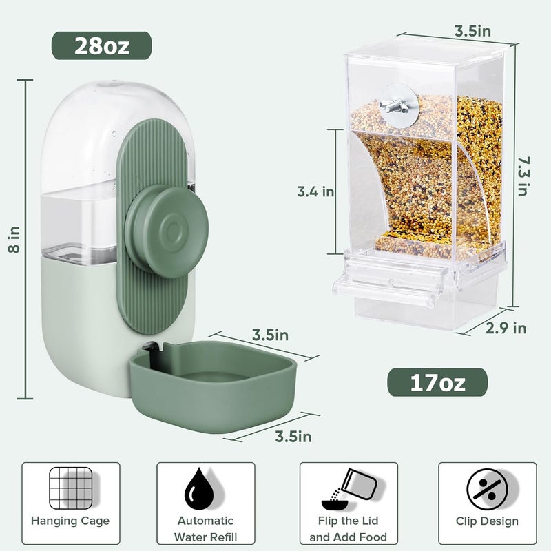 lemtrflo No Mess Bird Feeder & Water Dispenser Set - Automatic Feeding & Hydration, Parakeet Cage Accessories for Parrots, Cockatiels, Finches, Lovebirds & Budgies - Image 2